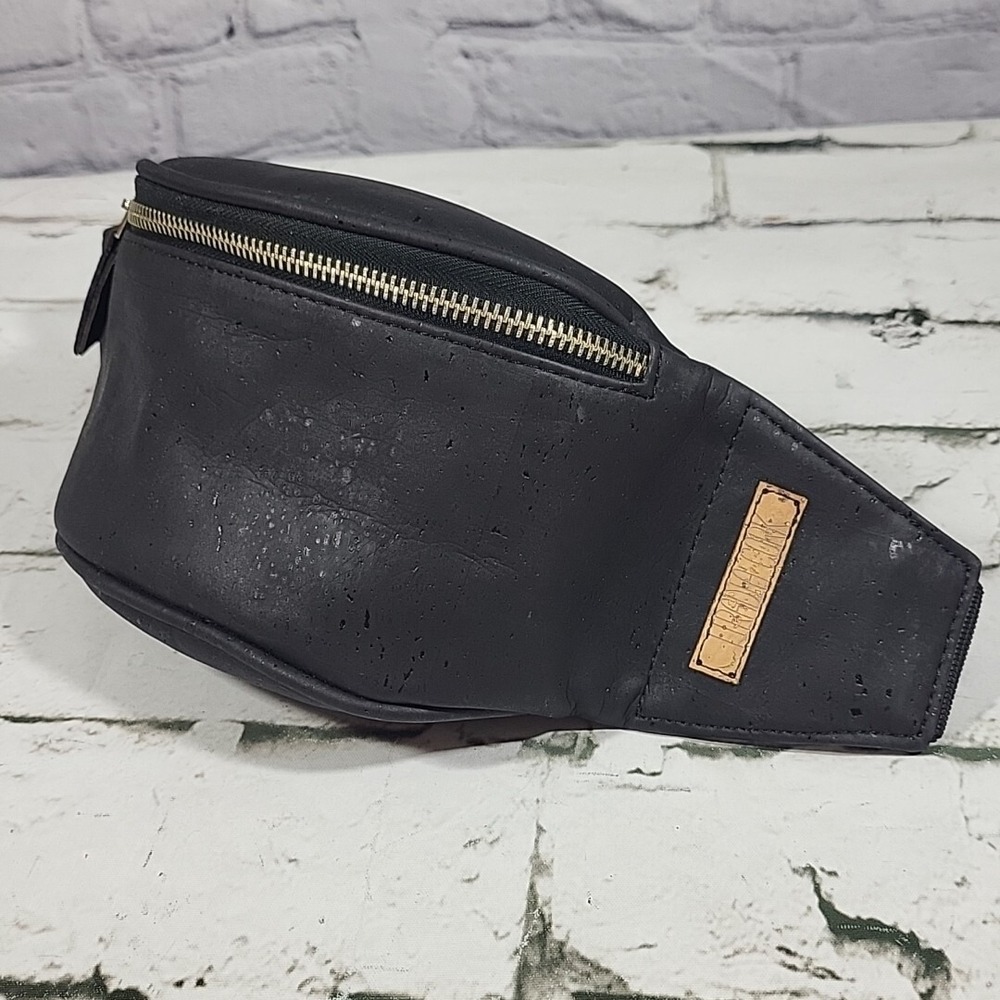 Tiradia Cork Journey Belt Bag Fanny Pack Black Vegan Leather Eco Wanderer